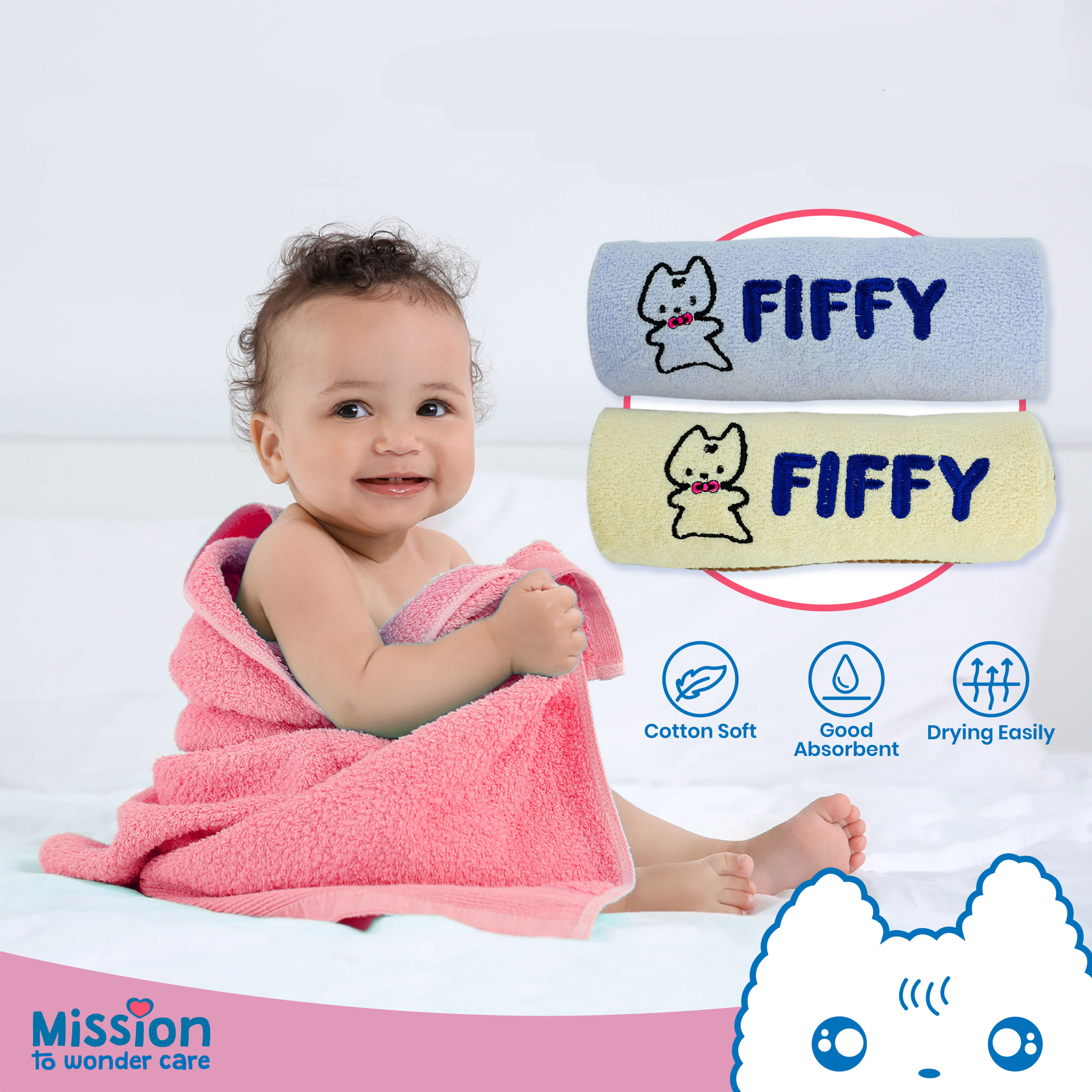 Towels FIFFY BABY BATH TOWEL (2 PCS / PACK)